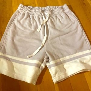 Purple and white shorts